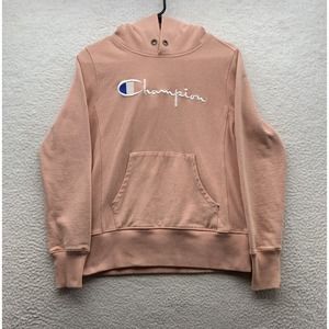 Champion Reverse Weave‎ Hoodie Adult Medium Pink Sweatshirt Gusset No Drawstring